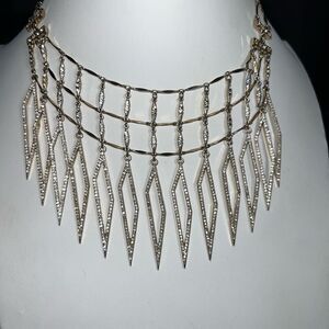 Sequin Jewelry Vintage Gold and Crystal Collar Statement Necklace (see pics and